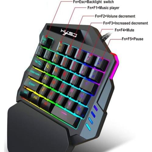 One-Handed 35 Keys Game Keyboard + 7 Button Mouse Mice for PC Gaming OW