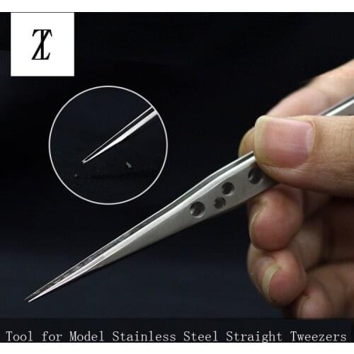 Model Making Tools Gundam Military Model Stainless Steel Antistatic Tweezers Straight Head Non-slip Tweezer
