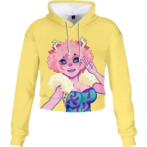 No Hero My Hero Academia 3D Print Crop Top Hoodie Harajuku Cropped Sweatshirt Streetwear Hip Hop Long Sleeves Pullover Tops