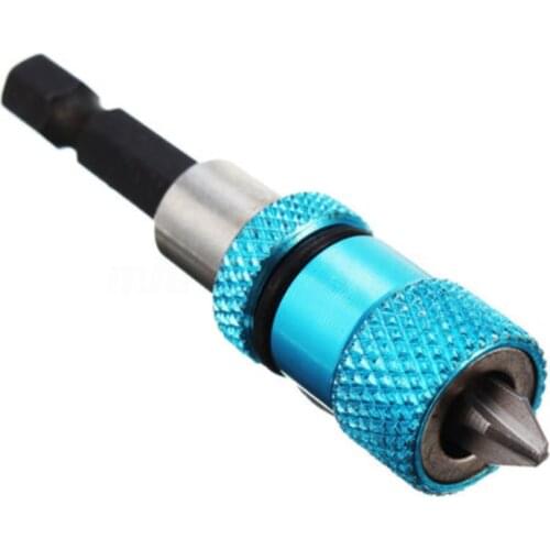 1/4 Inch Magnetic Hex Screwdriver Drywall Adjustable Screw Depth Bit Holder Blue Quick Release Connecting Rod Quickly Hand Drill