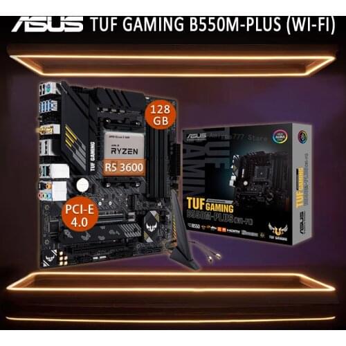 Socket AM4 Asus TUF GAMING B550M-PLUS (WI-FI) Motherboard With AMD Ryzen 5 3600 CPU Motherboard Combo B550 Gaming Placa-Mãe AM4