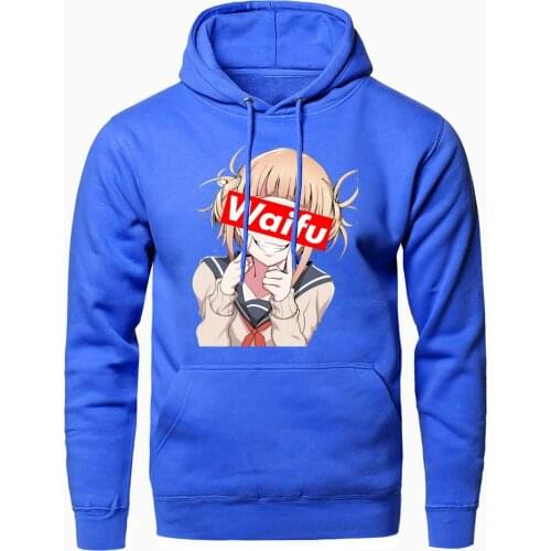 Men warm Waifu printed hooded sweatshirt 2020 man streetwear sportwear autumn spring high quality thicken handsome jackets funny