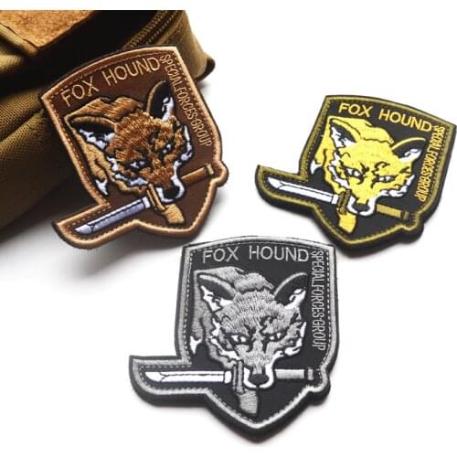 FOX HOUND Special Force Group Ghost Black Metal Gear Solid MGS Embroidered Patches hook cloth backpack military jack patch