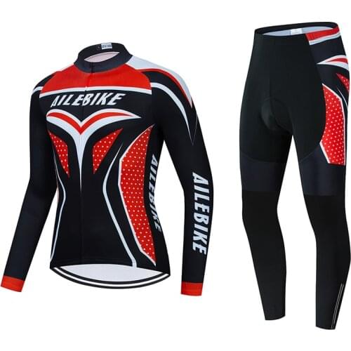 2021New Pro AILEBIKE Mountain Bike Bicycle Mens Long-Sleeve Suit Cycling Clothes Breathable MTB Cycling Clothes Jersey Ciclismo