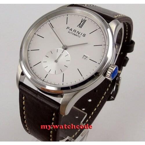 New 42mm parnis white dial date window ST1731 automatic mens watch P955B