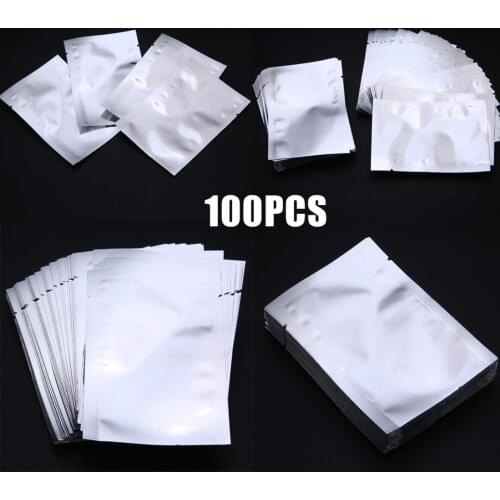 100pcs Silver Aluminum Foil Bags Vacuum Sealer Food Saver Bag Pouches Kitchen Food Keep Fresh Storage Bags High Reflection
