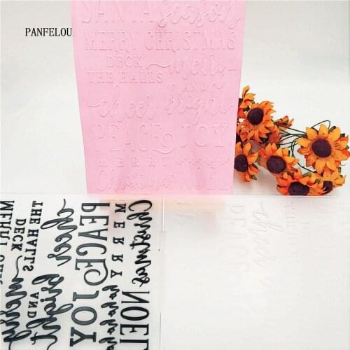 PANFELOU Peace Joy Embossing folders Plastic For Scrapbooking DIY Template Fondant Cake Photo Album Card Making