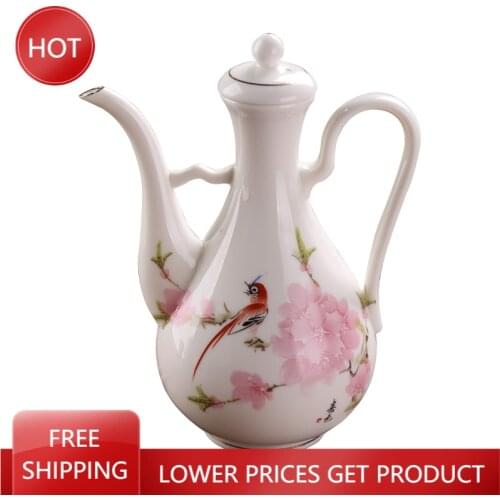 Personalised White Hip Flask Gift Box Chinese Style Japanese Sake Cup Set Ceramic Bottle Petanque Obut Wine Accessories AA50JT