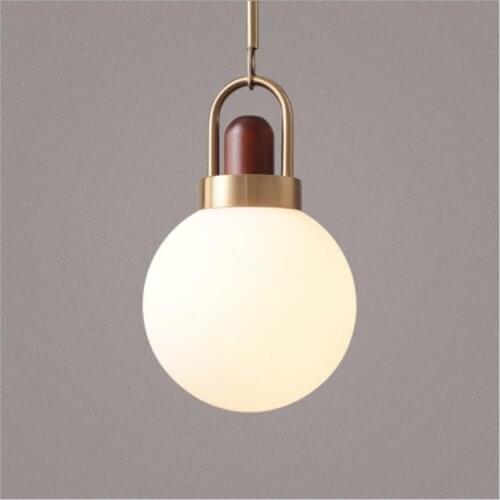 Arc Globe Pendant Light Japanese style glass ball lamp Scandinavian wood pendant light simple restaurant bar farmhouse lighting