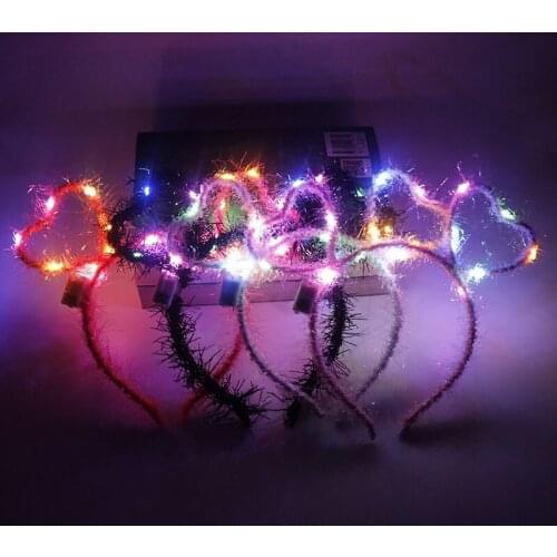 Halloween Heart Bowknot Bunny Ear Headband Headwear Hair Band Girls Party Headdress Flashing with LED Light Christmas