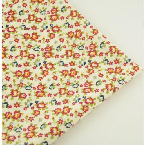 Red Flowers and Green Leaves Design 100%cotton Fabric Telas Tecido Tissue Fat Quarter Dolls DIY Beginners Practice Art Work CM