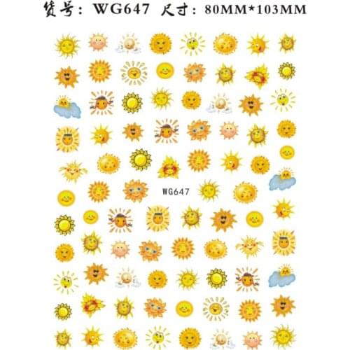 Sun flowers nail sticker for manicure decoration self adhesive yellow cute sun manicure accessories slider decals WG087