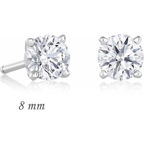 Silver Round Single Stone Zircon Earring-8mm., quality products , Flashy Designs , Hundreds of kinds of earrings