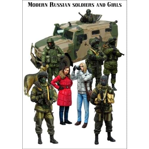 1:35 ratio die-cast resin Russian special forces soldiers 9 figures need to be assembled and colored by themselves