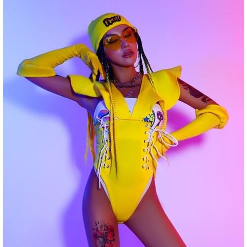 Gogo Dancer Costume Drag Queen Outfits Sexy Bodysuit Futuristic Clothes Nightclub Costume Stage Costume Western Wear DL7882