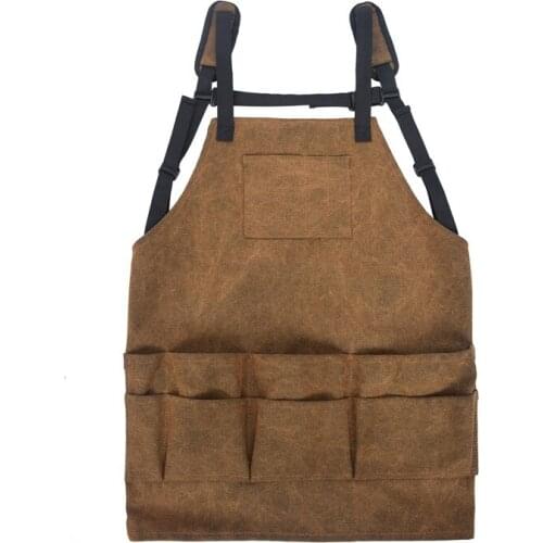 Outdoor Multi-pocket Anti-dirty Thickening Canvas Gardening Work Tool Apron BBQ Apron