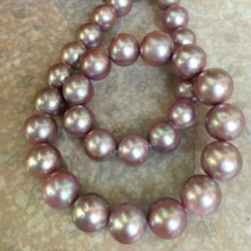 Gorgeous 10-11mm freshwater round lavender pearl necklace 18inch 925silver