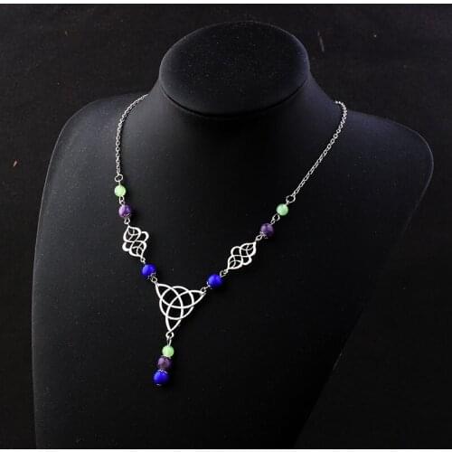 Mysterious Wizard Necklace for Women Gothic Accessories Trend 2021 Color Crystal Pagan Pendant Neck Chain Goth Jewelry VGN081
