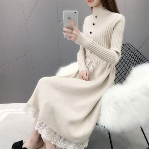 Ladies dress Knit Dress autumn winter new style Sweater Dresses warm chic Women Sweater sweater dress