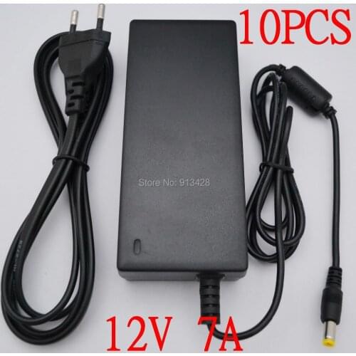 High quality 10PCS 12V 7A 84W Led Power Adapter EU /US /UK/ AU Cable for 5050/ 5630 SMDLED Light +free shipping