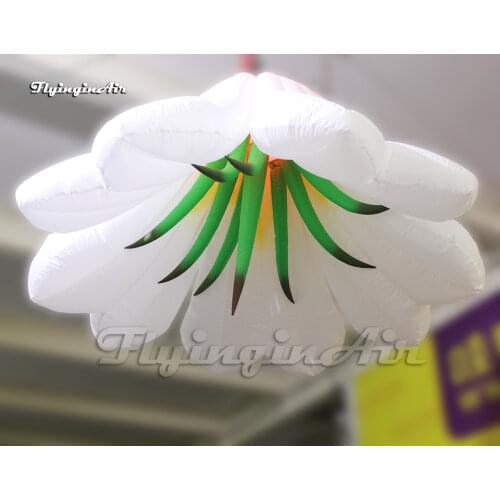 2m/3m Light Inflatable Pink Flower White Artificial Flower with Colorful Light