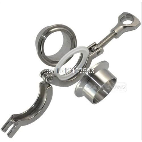2 Pcs 51MM 2" OD Sanitary Pipe Weld Ferrule + Tri Clamp + PTFE Gasket Set Stainless Steel SUS SS 304
