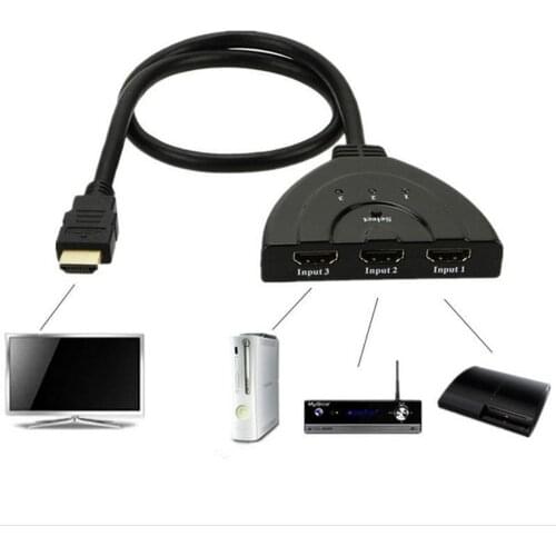 3 Port HDMI Switch Switcher HDMI Splitter HDMI Port For XBOX 360 PS3 HDTV Projector HD 1080P 3 Input To 1 Output