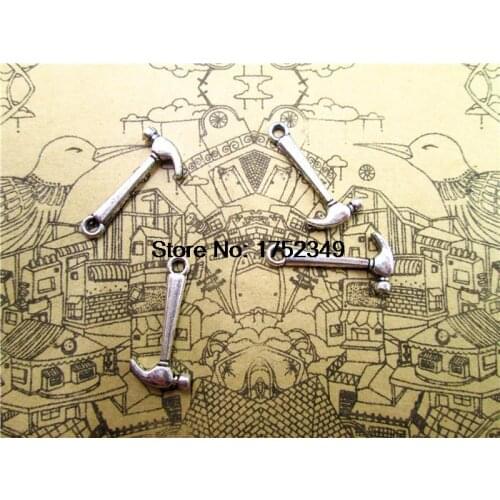 30pcs--Hammer Charms,Antique Tibetan Silver Tone 3D hammer charm pendants 13x20mm