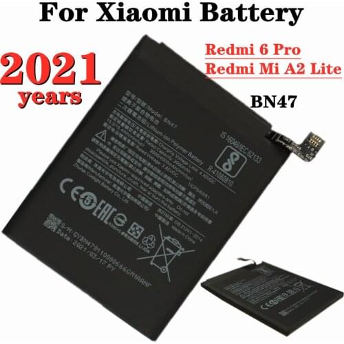 Redmi 6 Pro Battery For Xiaomi Redmi Mi A2 Lite,Redmi 6Pro Mobile Phone Battery BN47 4000mAh High Capacity Replacement Batteries