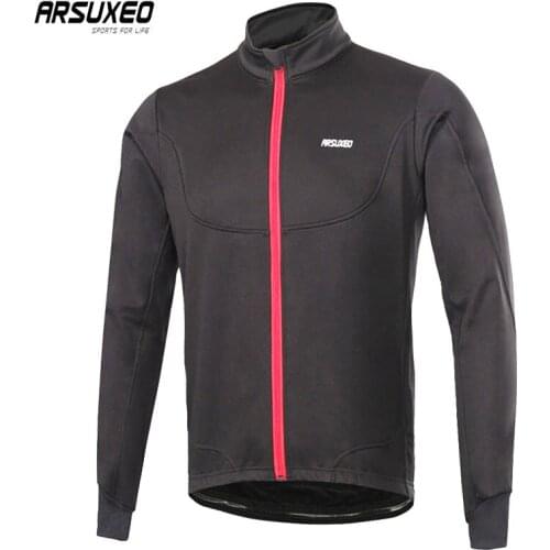ARSUXEO Thermal Cycling Jackets Winter Warm Up Windproof Waterproof Bicycle Coat Outdoor Hiking Clothe Running Sports Outerwear