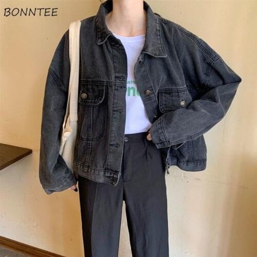 Basic Jackets Women Classic Loose Harajuku Denim Streetwear Outwear Simple Jacket Ulzzang Chic Ins Solid Vintage Stylish Newest
