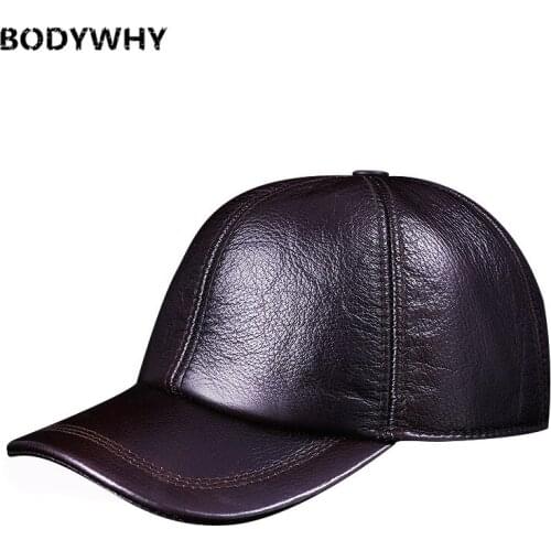 Genuine Leather Earmuff Leather Hat Winter New Style Simple Men Business Top Grade Baseball Cap Cotton Adult Adjustable
