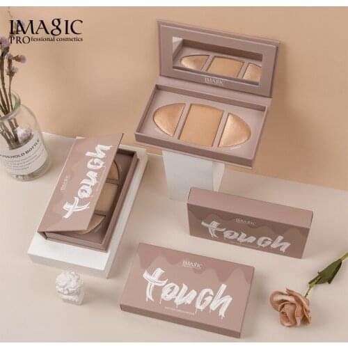 Facial High Gloss Shimmer Powder Fluorescent Palette 3-Color Contour Bronzer Long-Lasting Brightening Glitter Cosmetic