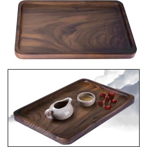 Black Walnut Wooden Rectangle Storage Tray Dinner Plates for Resturant Bar Hotel Use