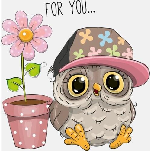 Owl Flowerpot Gives You Cartoon Animal Car Stickers Pvc Fashion Accessories Decorative Waterproof Decals High Quality 14cm*14cm