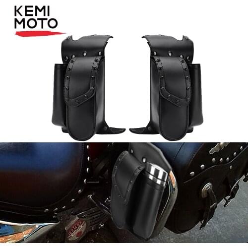 For Road King For Electra Glide Motorcycle Saddlebag Guard Crash Bar Bags with Water Bottle Holder Waterproof Toolkit PU Leather