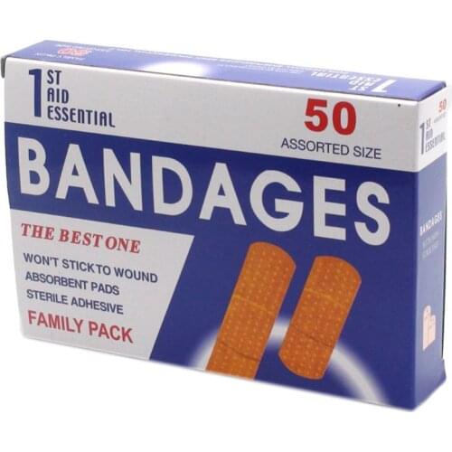 H7JC 50Pcs/Box Breathable Anti-Bacteria Adhesive Wound Paster Bandage Sticker Healing Band Hemostasis First Aid Kit For