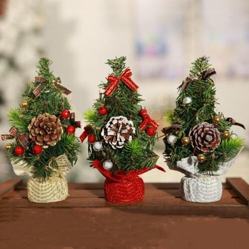 Artificial Mini Christmas Tree Decorations Snowflakes Mini Cedar Navidad Table Ornaments Christmas Decorations for Home New Year