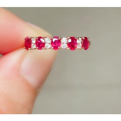 Xinyipeng real 18K rose gold with diamonds natural ruby ring fine wedding jewelry for women