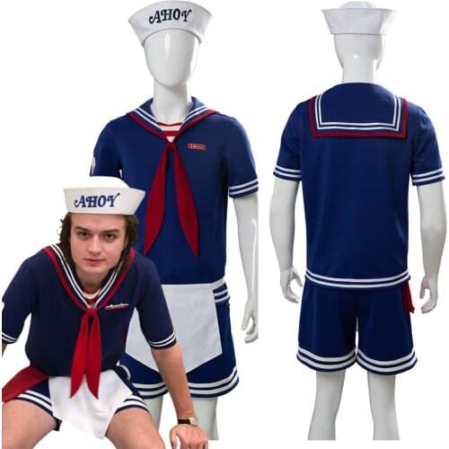 Stranger Things 3 Cosplay Steve Harrington Robin Scoops Ahoy Costume Uniform Suit Halloween Carnival Costumes