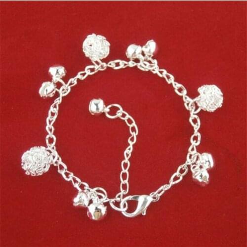 2019 Hot Best Silver Plated Wire Ball And Bell Charm Chain Bracelet For Women Girls Delicate Wedding Blessing Jewelry Gift