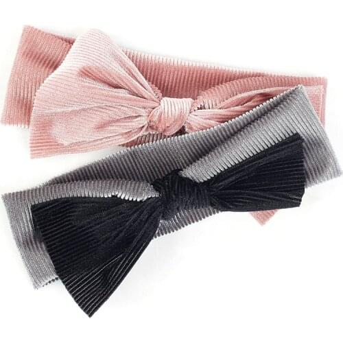Cute Big Bow Baby Headbands Kids Childs Toddler Ribbed Elastic Hair Band Accessories Headwrap Girls Newborn Baby Headdress