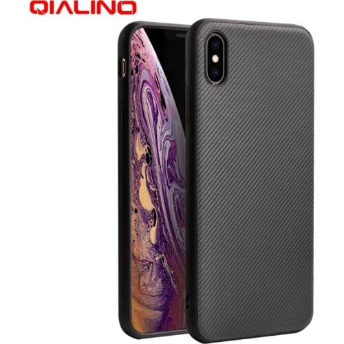 QIALINO Fashion Carbon Fibre Phone Cover for Apple iPhone X/XS Fibre Feeling Ultra light Case for iPhone XR/XS Max