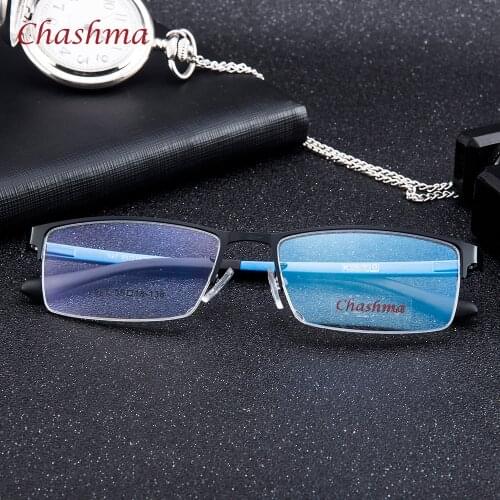Chashma Brand Gentlemen Fashion Eye Glasses Male Blue Half Rimmed Optical Glasses Frame Men Eyeglasses