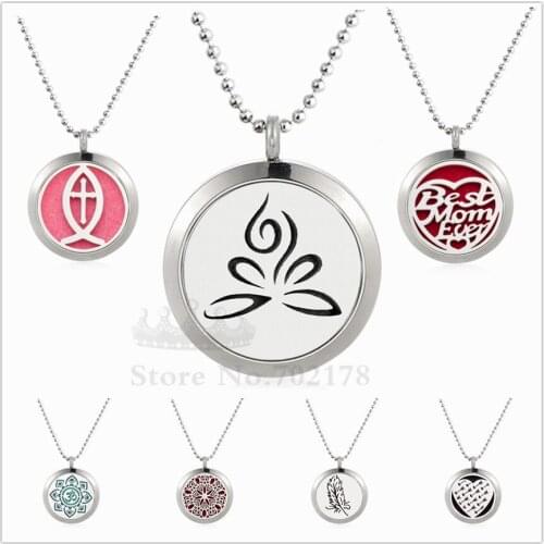 New 25mm Plain Aromatherapy locket 316L Stainless Steel Perfume Essential Oil Diffuser pendant Necklace(Free 60cm chain&10Pads)