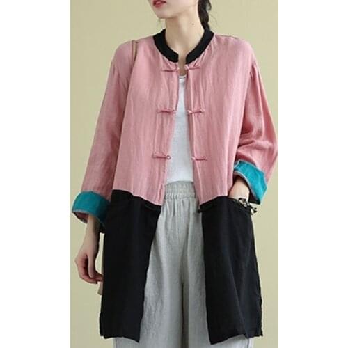Chinese Style Clothing Women Clothes 2020 Spring Retro Vintage Long Shirt Ethnic Blouse Hanfu Linen Ladies Chinese Tops 10263