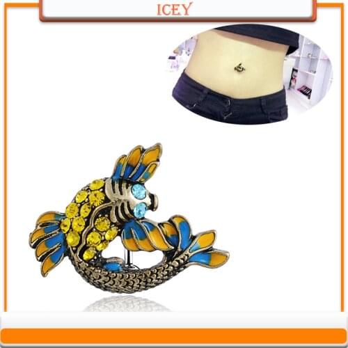 1pc Fish Belly Ring Rhinestone Navel Stud Body Piercing Jewelry Belly Button Ring Navel Piercing Navel Bar Belly Piercing