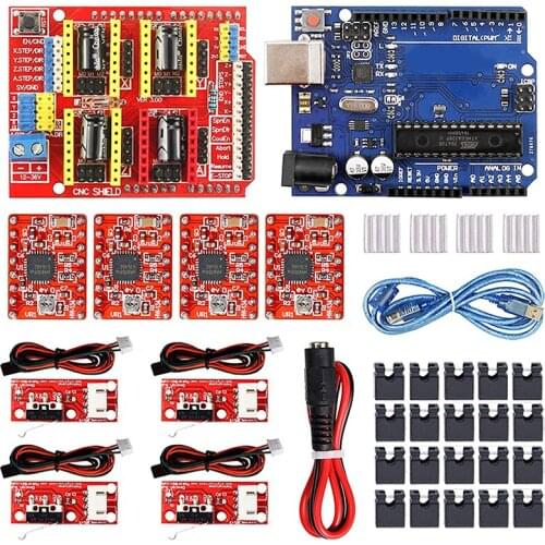Professional 3D Printer CNC Kit with E-Tutorial - CNC Shield Expansion Board V3.0 R3 Board A4988 Stepper Motor Driver