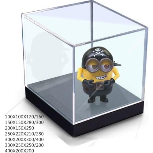 Clear Acrylic Plastic Display Case Box With Colorful Light Dustproof Action Figure Showcase Perspex Protection UV