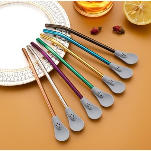 Detachable Silicone Straw Spoon Simplicity Straw Spoon Modern Beverage Straw Spoon Coffee Straw Spoon Detachable Straw Spoon